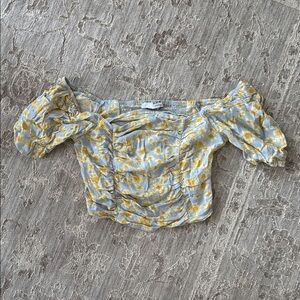Sophie Rue Yellow and Gray Floral Blouse